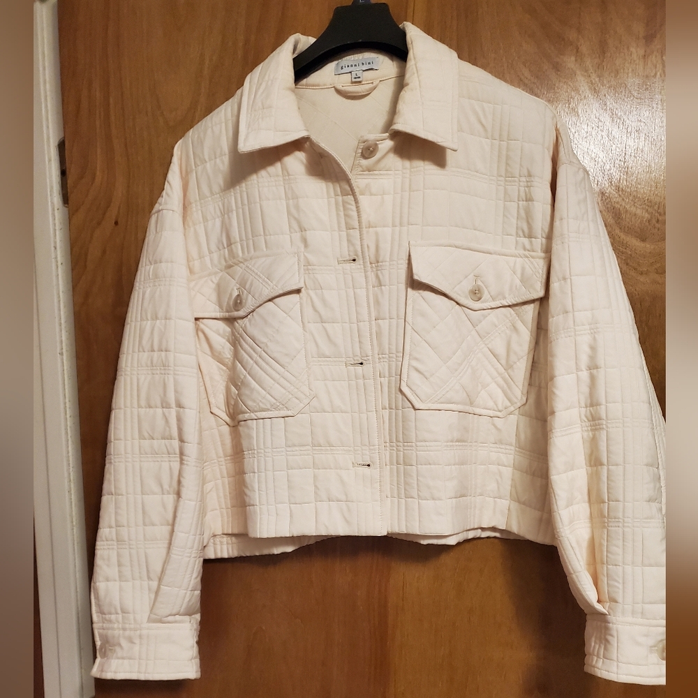 Gianni Bini Cream Quilted Utility Jacket